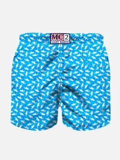Costume da bagno da bambino in tessuto leggero con stampa squali