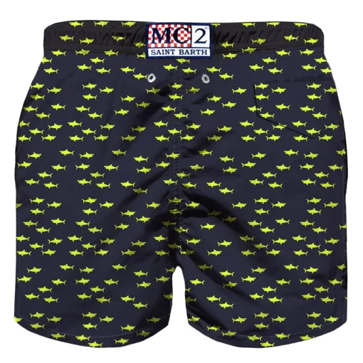 Costume da bagno da bambino in tessuto leggero con stampa squali