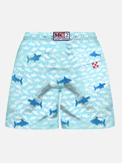 Costume da bagno da bambino con squali ricamati