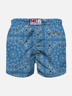 Costume da bagno da bambino con stampa bandana in denim