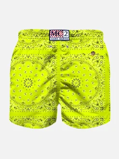 Costume da bagno da bambino con stampa bandana giallo fluo