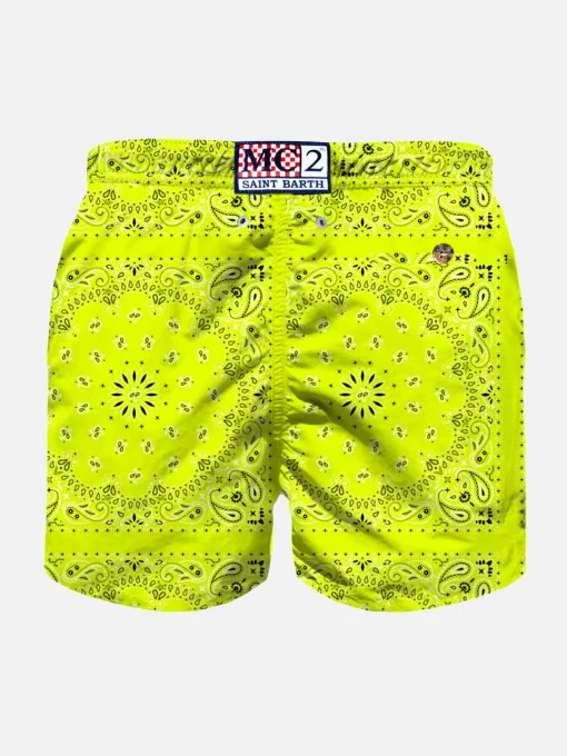 Costume da bagno da bambino con stampa bandana giallo fluo