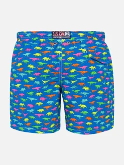 Costume da bagno da bambino con stampa dinosauri multicolore