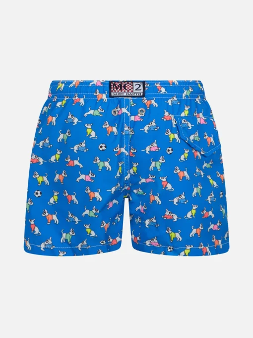 Costume da bagno da bambino in tessuto leggero Jean Lighting con stampa cani