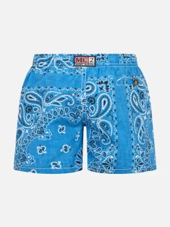 Costume da bagno da bambino di media lunghezza Caprese Jr con stampa bandana verde acqua