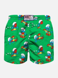 Costume da bagno da bambino con stampa puffi e calcio | PUFFI SPECIAL EDITION