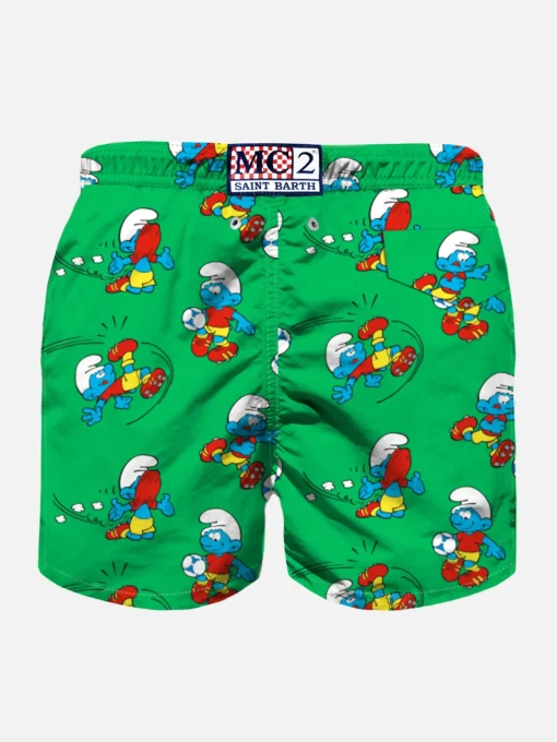 Costume da bagno da bambino con stampa puffi e calcio | PUFFI SPECIAL EDITION