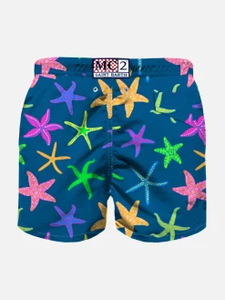 Costume da bagno da bambino con stampa stelle marine multicolore