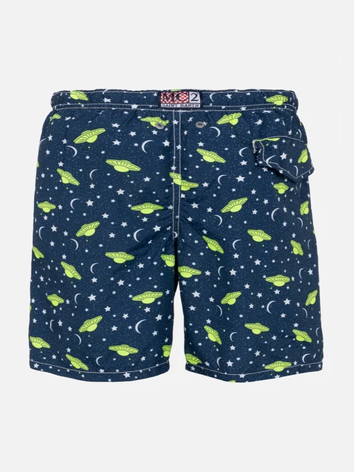 Costume da bagno da bambino in tessuto leggero con stampa UFO