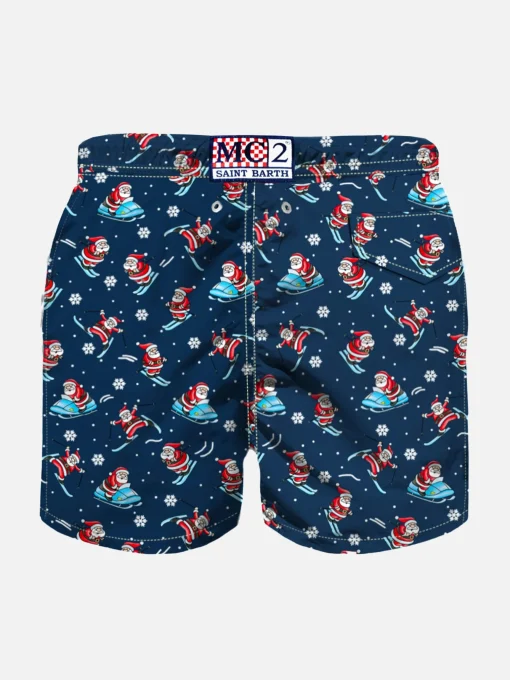Costume da bagno da bambino in tessuto leggero con stampa Babbo Natale
