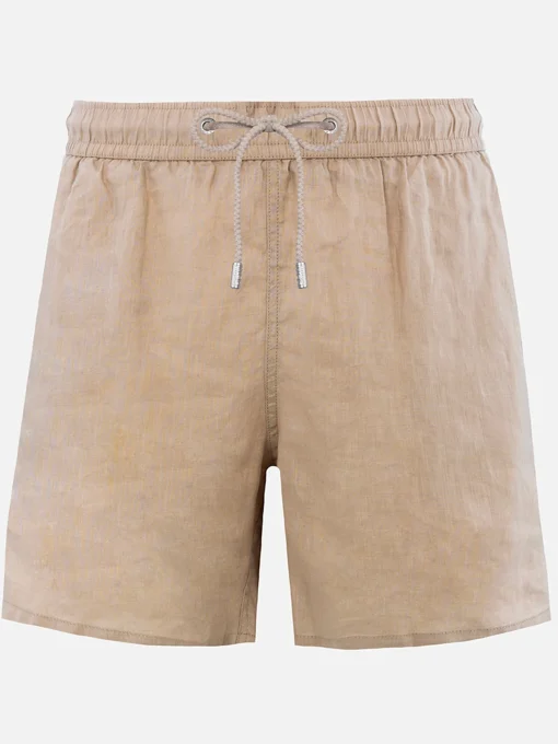 Costume da bagno da uomo di media lunghezza Gustavia in lino beige
