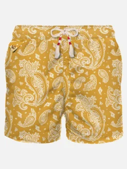 Costume da bagno da uomo in tessuto leggero con stampa paisley