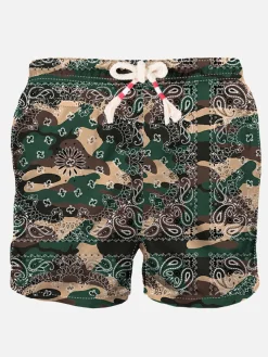 Costume da bagno da uomo con stampa bandana camouflage