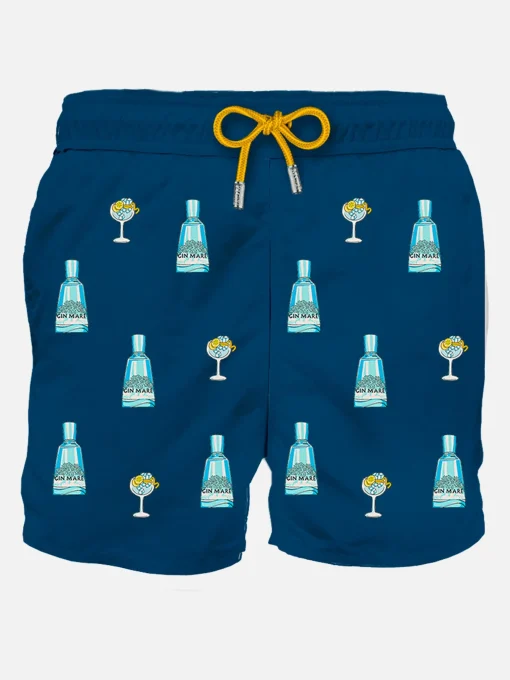 Costume da bagno da uomo blu classico con stampa Gin Mare | @GIN MARE EDIZIONE SPECIALE