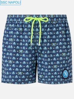 Costume da bagno da uomo in tessuto leggero con stampa logo Squid e Napoli | SSC NAPOLI SPECIAL EDITION