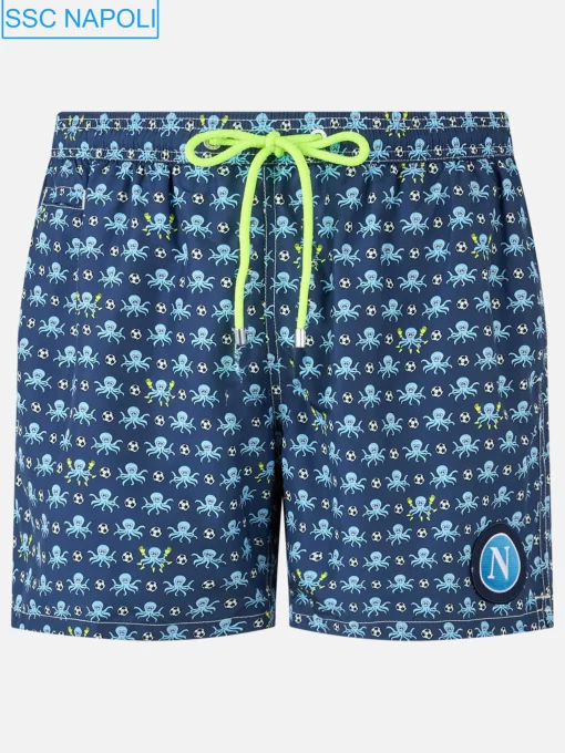 Costume da bagno da uomo in tessuto leggero con stampa logo Squid e Napoli | SSC NAPOLI SPECIAL EDITION