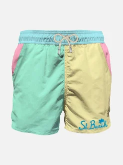 Costume da bagno da uomo multicolore con taschino
