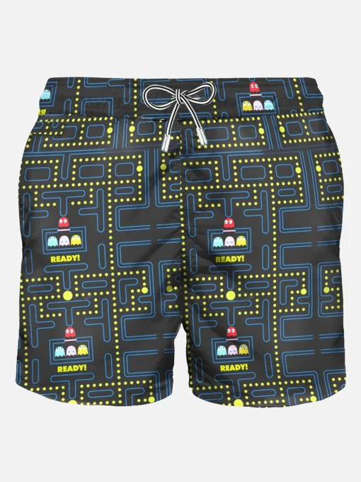 Costume da bagno da uomo con stampa Pac-Man