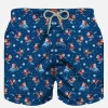 Costume da bagno da uomo in tessuto leggero con stampa Happy Santa Claus