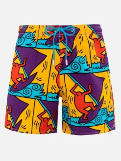 Costume da bagno da uomo Gustavia lunghezza media con stampa piazzata disegno Keith Haring | KEITH HARING EDIZIONE SPECIALE