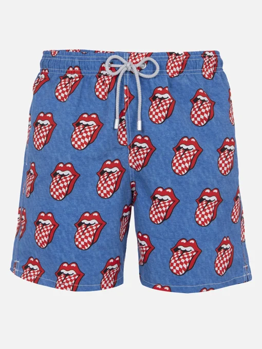 Costume da bagno da uomo Gustavia lunghezza media a righe con stampa Rolling Stones | EDIZIONE SPECIALE ROLLING STONES