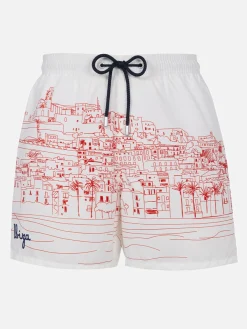 Costume da bagno da uomo Gustavia lunghezza media con stampa piazzata Ibiza