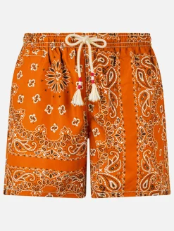 Costume da bagno da uomo con stampa bandana arancione