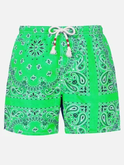 Costume da bagno da uomo con stampa bandana verde