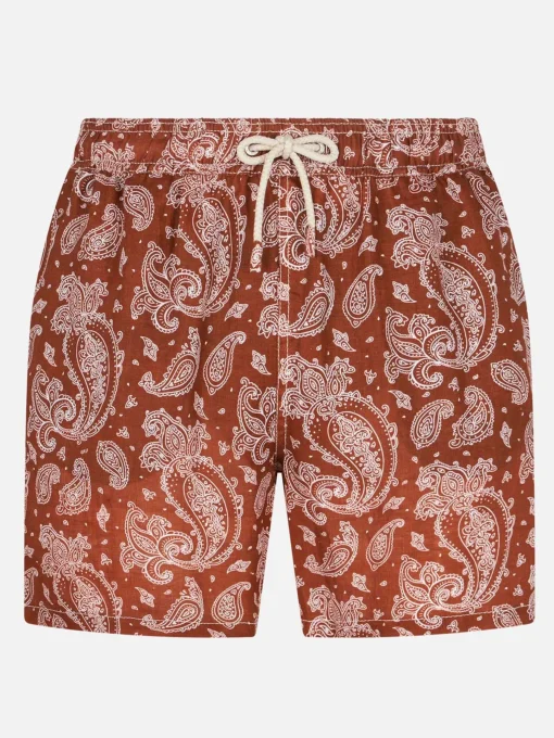 Costume da bagno da uomo in lino con stampa paisley