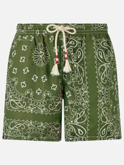Costume da bagno da uomo con stampa bandana verde