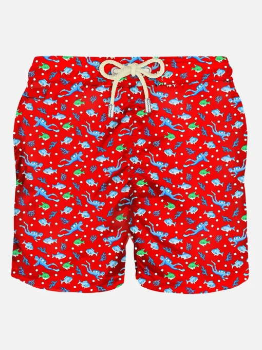 Costume da bagno da uomo in tessuto leggero con stampa sub