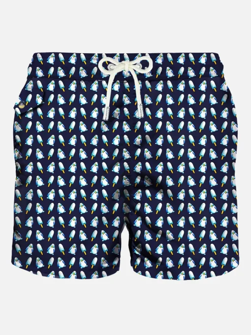 Costume da bagno da uomo stampa micro pinguini