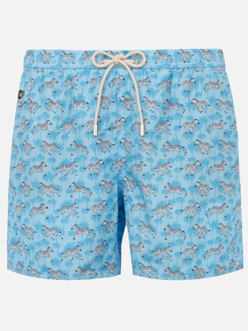 Costume da bagno da uomo in tessuto leggero con stampa zebra
