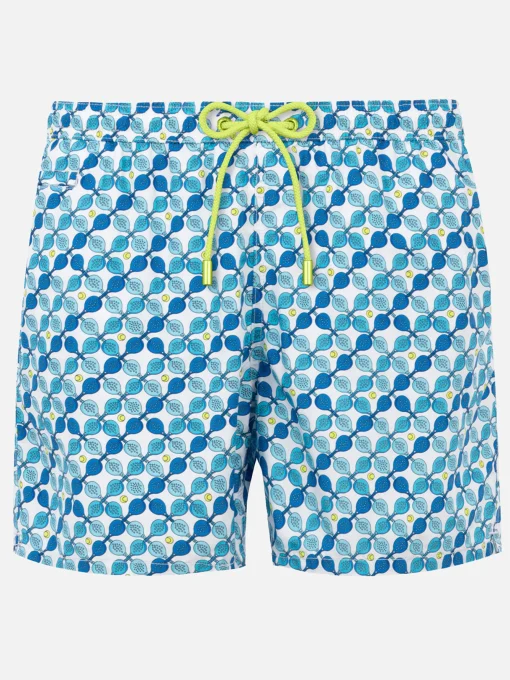 Costume da bagno da uomo in tessuto leggero con stampa racchette padel