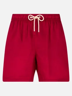 Costume da bagno da uomo in lino bordeaux
