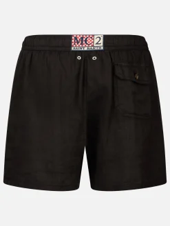 Costume da bagno da uomo di media lunghezza Gustavia in lino nero
