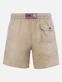 Costume da bagno da uomo di media lunghezza Gustavia in lino beige