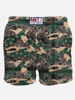 Costume da bagno da uomo con stampa bandana camouflage