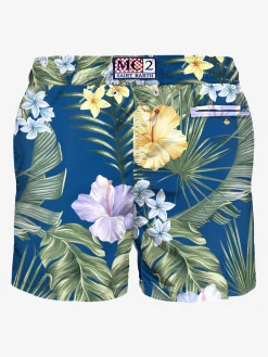 Costume da bagno da uomo in tessuto leggero stampa tropicale