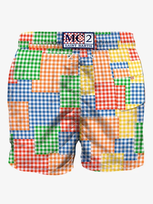 Costume da bagno da uomo vichy multicolore