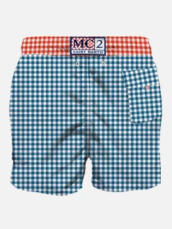 Costume da bagno da uomo stampa vichy con taschino