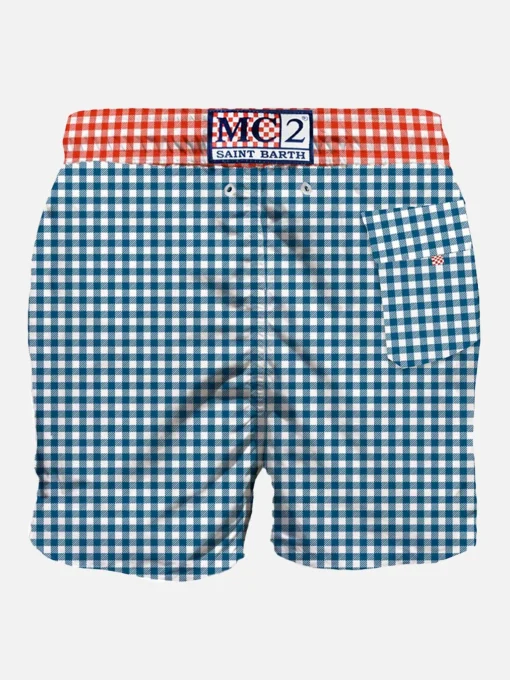 Costume da bagno da uomo stampa vichy con taschino
