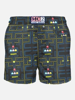 Costume da bagno da uomo con stampa Pac-Man