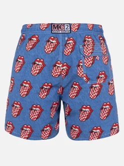 Costume da bagno da uomo Gustavia lunghezza media a righe con stampa Rolling Stones | EDIZIONE SPECIALE ROLLING STONES