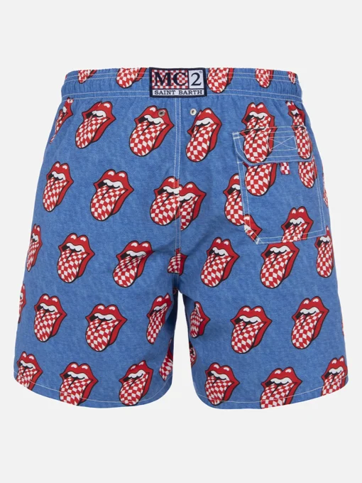 Costume da bagno da uomo Gustavia lunghezza media a righe con stampa Rolling Stones | EDIZIONE SPECIALE ROLLING STONES