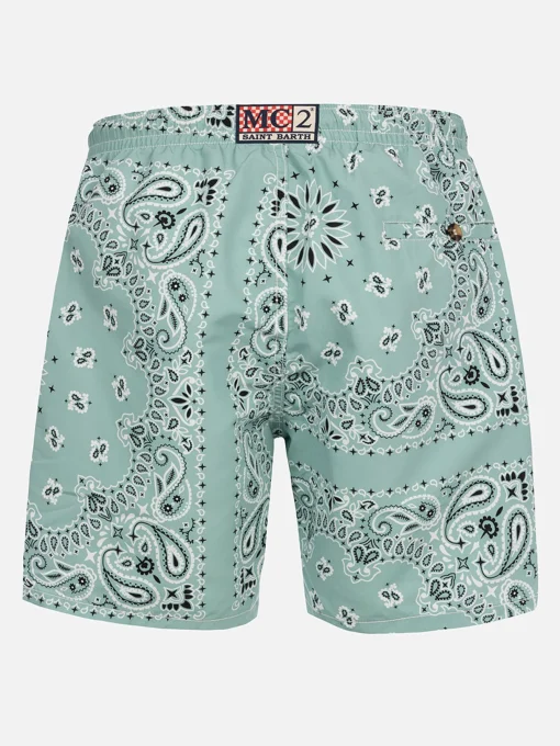 Costume da bagno da uomo media lunghezza verde salvia Caprese