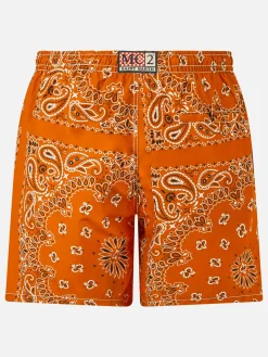 Costume da bagno da uomo con stampa bandana arancione