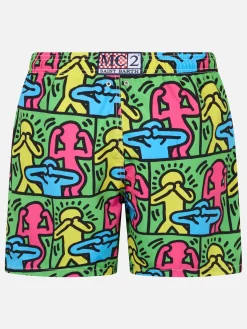 Costume da bagno da uomo Gustavia lunghezza media con stampa piazzata disegno Keith Haring | KEITH HARING EDIZIONE SPECIALE