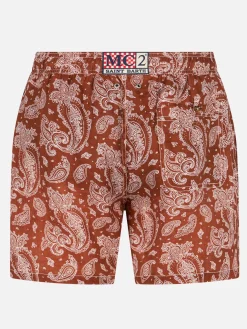 Costume da bagno da uomo in lino con stampa paisley