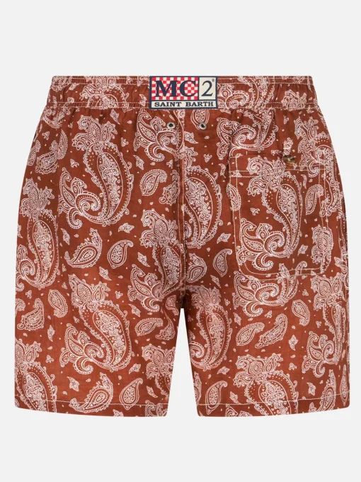 Costume da bagno da uomo in lino con stampa paisley